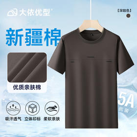 【棉质】【DPF】大依优型大码男装圆领短袖T恤加肥夏季新款肥佬时尚百搭棉半袖上衣男士