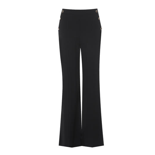 EITIE爱特爱高腰显瘦时尚微喇垂坠黑色百搭休闲裤夏季新款B2505604 商品图5