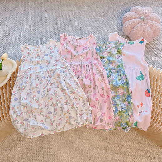 【39.9/2条】儿童绵绸裙碎花薄款连衣裙90-160宝宝女宝夏季新款甜美风女童洋气聚 商品图0