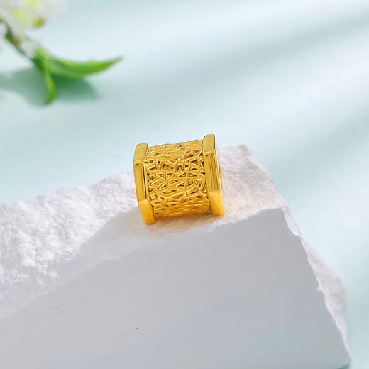 【限时7.5折】【定价黄金】足金 无氰5D硬金空心几何网格筒珠手串配件Diy手串配件(AU5DSC00022)（预售产品下单后不退款不退货不换货不补差价）（预售产品下单后不退款不退货不换货不补差价） 商品图0