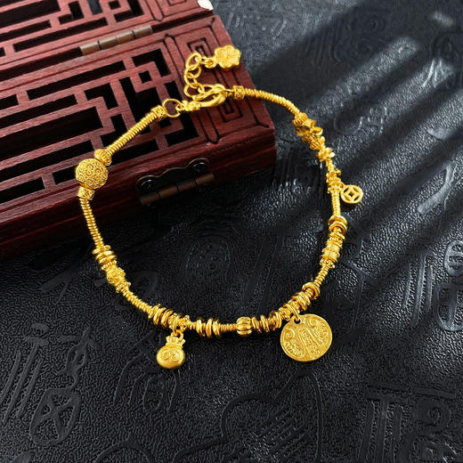 【限时克减150元】足金999 #盘缠 古法五路财神吊饰财神驾到招财财神五路财神福袋金圈调节手链（内为无弹力棉线）(AEQGFSL00230)预售产品下单后不退款不退货不换货不补差价 商品图2