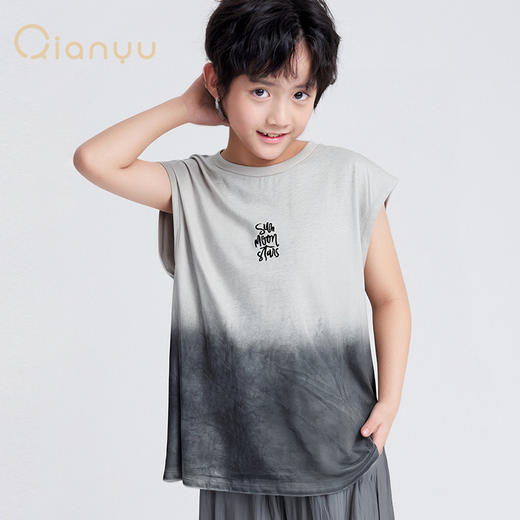 笛莎千与2025夏新款男童时尚潮酷渐变无袖T恤 商品图1