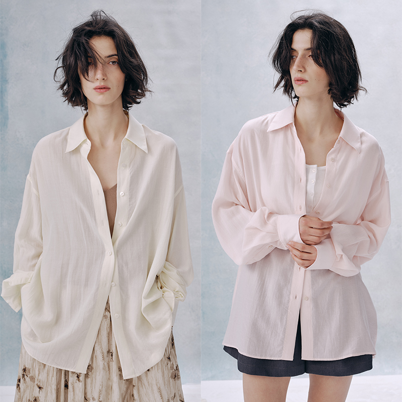 UMILAB【荏苒】莱赛尔亚麻透气舒爽 低饱和度春夏廓型衬衫H1262M