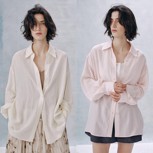 UMILAB【荏苒】莱赛尔亚麻透气舒爽 低饱和度春夏廓型衬衫H1262M 商品图0