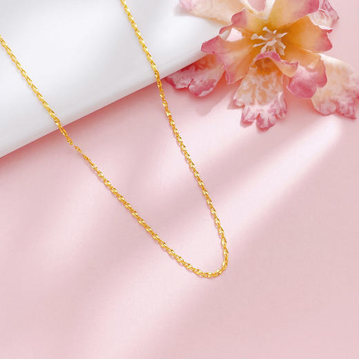 【限时克减150元】足金999 5G黄金不可调节金星链机织项链（面宽约1.1-1.5mm）(BJ5GXL00016-2) 商品图1