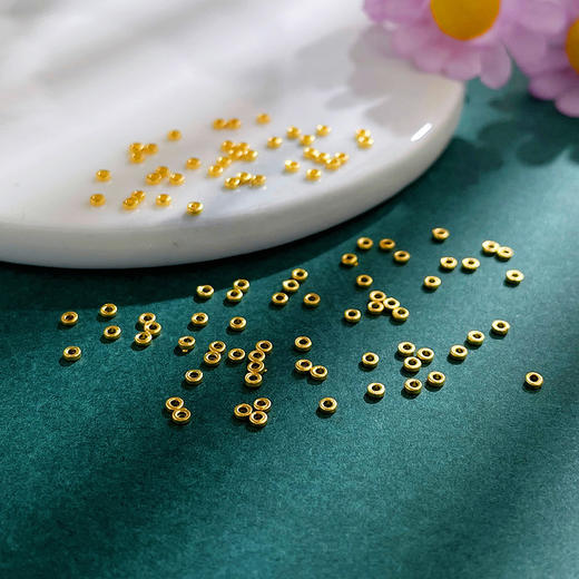 【限时7.5折】【定价黄金】足金999 （无成色字印）古法实心小甜甜圈金圈手串配件小隔片Diy手串配件/100件(AKGFSC00635)预售产品下单后不退款不退货不换货不补差价 商品图1