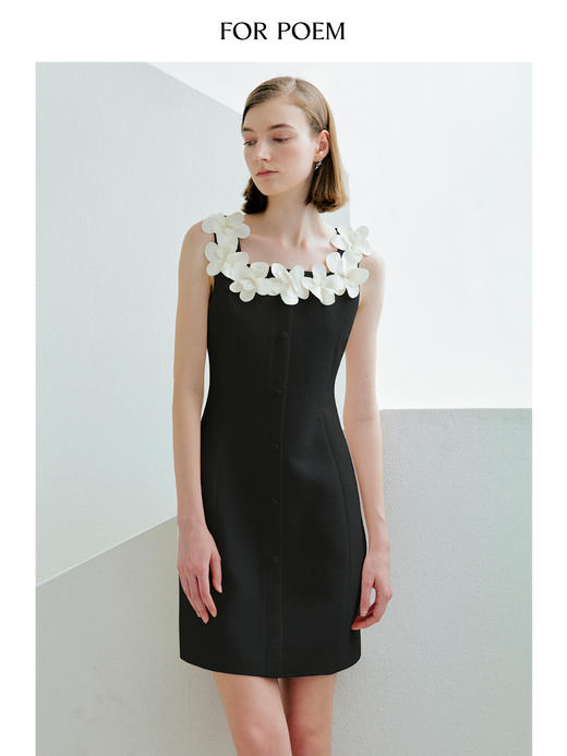 ForPoem 现货 25/SS原创设计收腰显瘦重工立体花无袖连衣裙 商品图3