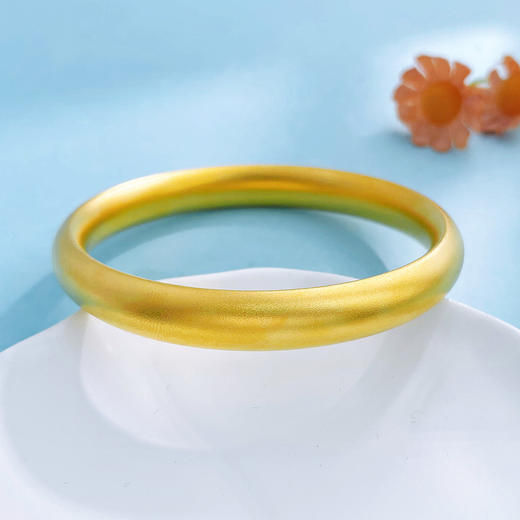 【限时克减150元】足金999.9 #超轻 古法空心固口手镯光圈扁形素圈手镯（面宽约8.9-9.3mm)(AIGFSZ00873-4)（预售产品下单后不退款不退货不换货不补差价） 商品图1