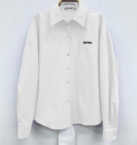 MZ小字母印花基础长袖衬衫（白紫）春季951020100321 商品图4