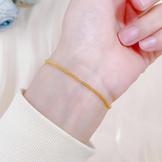 【限时克减150元】足金999 5G黄金闪肖邦链可调节机织手链（面宽约0.7-1.1mm）(BJ5GSL00015)（预售产品下单后不退款不退货不换货不补差价） 商品图0