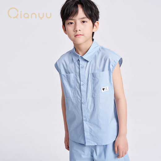 笛莎千与2025夏新款男童休闲无袖衬衫短裤套装 商品图3