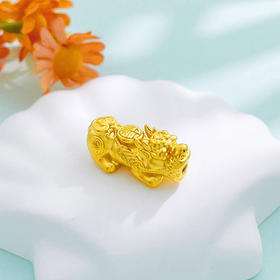 【限时7.5折】【定价黄金】足金 #招财纳福  3D硬金空心吉祥如意福字铜钱图案貔貅Diy手串配件(面宽约27.2*12.6mm)(AU3DSC00032-2)（预售产品下单后不退款不退货不换货不补差