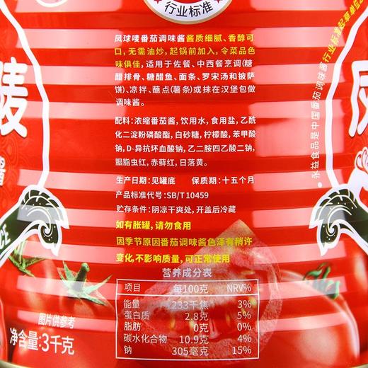 新疆凤球唛番茄调味酱3kg*6罐 易拉装整件36斤 商品图3