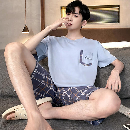 【男士睡衣套装！短袖短裤，舒适透气！】睡衣男士夏季短袖短裤家居服 男款大码夏天薄款 夏款大码套装-QQ 商品图8