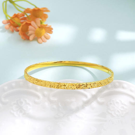 【限时克减150元】足金999.9 #碎碎冰 【精品】实心固口碎碎冰四方手镯（面宽约3.6-4mm，厚约1.8mm）(N080SZ00166)预售产品下单后不退款不退货不换货不补差价） 商品图1