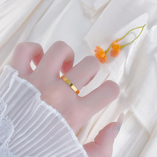 【限时克减150元】足金999.9 【精品】实心镜面金米字车花固口戒指圈戒(AIJZ00146-1)（预售产品下单后不退款不退货不换货不补差价（预售产品下单后不退款不退货不换货不补差价 商品图0