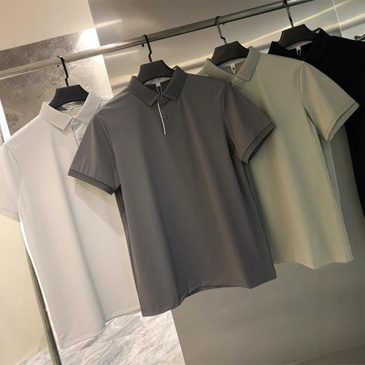 冷感速干科技！2025速干夏季吸湿排汗自带凉感净色短袖POLO衫男款 商品图3