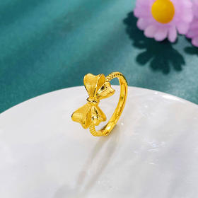 【限时克减150元】足金999.9 #在逃公主 活口戒指在逃公主女戒少女心公主蝴蝶结女戒活口女戒(AWJZ00104)预售产品下单后不退款不退货不换货不补差价