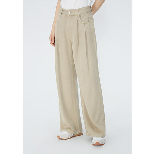 NEELLY纳俪商场同款夏新款莱赛尔高腰垂感直筒裤女宽松百搭阔腿裤N25044H04576 商品图1