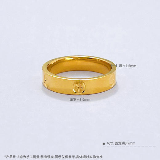 【限时克减150元】足金999.9 【精品】实心固口戒指镜面金螺丝纹圈戒（面宽约3.7-4.1mm)(ANWJZ00011)（预售产品下单后不退款不退货不换货不补差价 商品图3