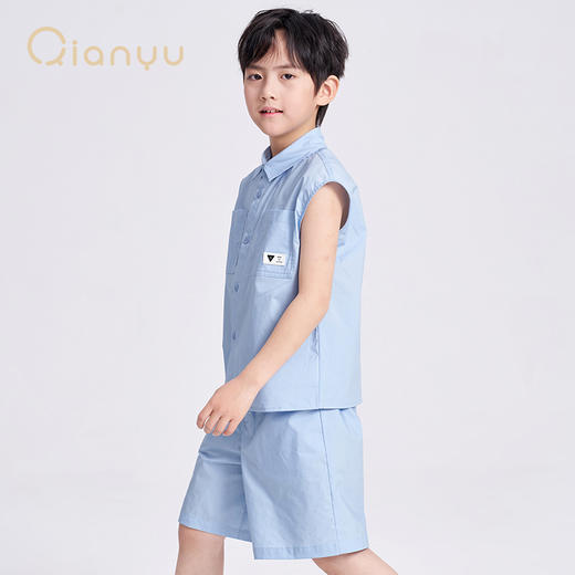 笛莎千与2025夏新款男童休闲无袖衬衫短裤套装 商品图2