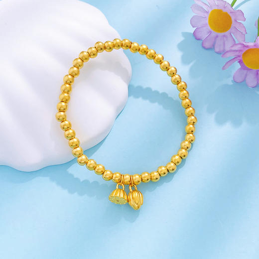 【限时克减150元】足金 #两世欢 #电商超轻 无氰5D硬金两世欢圆珠手链好事莲莲莲蓬莲花间转运金珠弹力绳手串(V5DSC00008)预售产品下单后不退款不退货不换货不补差价 商品图2