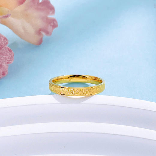 【限时克减150元】足金999.9 #CNC 【精品】空心镜面金CNC钉砂固口圈戒（面宽约2.5-2.7mm）(AIJZ00150)（预售产品下单后不退款不退货不换货不补差价 商品图2