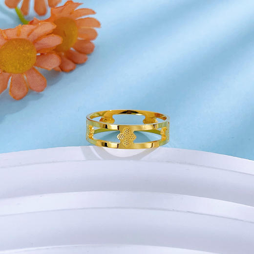 【限时克减150元】足金999 5G黄金镂空镜面金四叶草固口圈戒(BN5GJZ00001)预售产品下单后不退款不退货不换货不补差价 商品图2