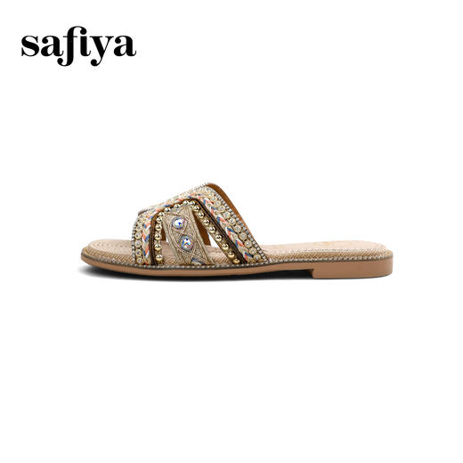 Safiya/索菲娅2025民族风沙滩度假外穿圆头休闲百搭平底拖鞋SFD2110354 商品图7
