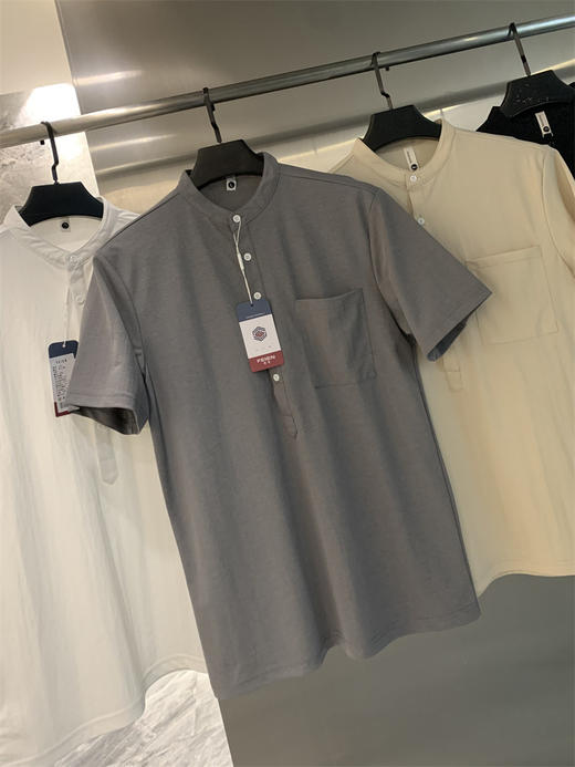 棉麻混纺！2025净色轻薄透气文艺休闲亨利领短袖衬衫上衣男 商品图5