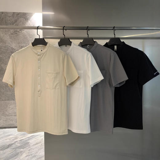 棉麻混纺！2025净色轻薄透气文艺休闲亨利领短袖衬衫上衣男 商品图0