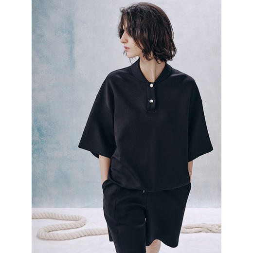 UMILAB【晨曦】柔软透气空气层松弛廓形短袖/松紧腰短裤套装E222M 商品图2