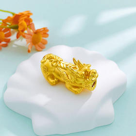 【限时7.5折】【定价黄金】足金 3D硬金空心财运亨通铜钱图案貔貅手串配件Diy手串配件（面宽约35.6*16.1mm）(AU3DSC00033-1)（特殊产品下单后不退款不退货不换货不补差价）