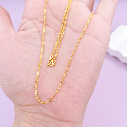 【限时克减150元】足金999 5G黄金17-18寸调节水波纹项链(AG5GXL00020-4)（预售产品下单后不退款不退货不换货不补差价）（预售产品下单后不退款不退货不换货不补差价） 商品图2