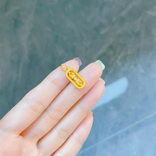 【限时7.5折】【定价黄金】足金999 #时来运转 （足金999字印）5G黄金可转动金刚杵方框吊坠(5GDZ00596)（预售产品下单后不退款不退货不换货不补差（预售产品下单后不退款不退货不换货不补差 商品图2