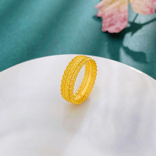 【限时克减150元】足金999 #固口戒指 #招财进宝 5G黄金实心财源广进铜钱造型腰缠万贯古风编织纹金币圈戒(BE5GJZ00211)预售产品下单后不退款不退货不换货不补差价 商品图0