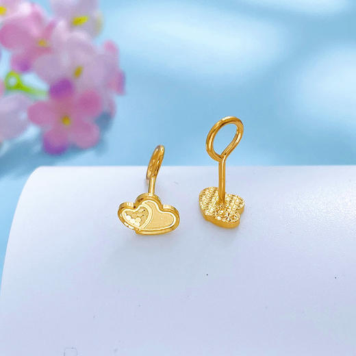【限时克减150元】足金999.9 #怦然心动 【精品】实心鱼鳞心心相印爱心耳饰耳钉(AWWES00244)（预售产品下单后不退款不退货不换货不补差价 商品图1