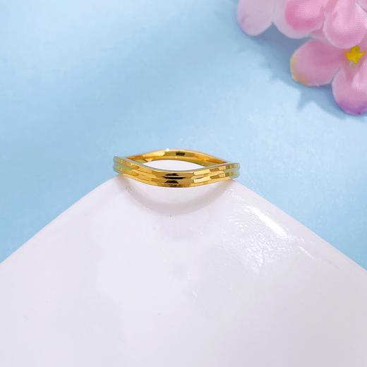 【限时克减150元】足金999.99 五9黄金空心波浪形时尚简约戒指镜面金CNC工艺固口戒指(ACJZ00309)预售产品下单后不退款不退货不换货不补差价 商品图2