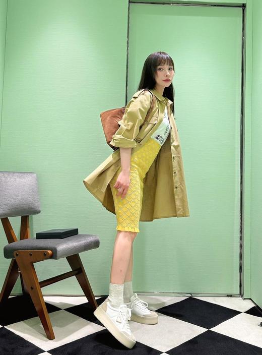 普拉达25Ss春夏新款菱格褶皱钩针修身长半裙（UY*DQL） 商品图7