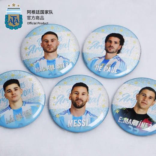 【官方正版】阿根廷国家队 | 球员马口铁徽章吧唧谷子 梅西大马丁阿尔瓦雷斯德保罗麦卡利斯特 商品图4