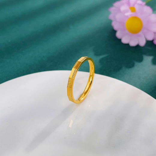 【限时克减150元】足金999 #固口戒指 5G黄金实心极简几何方块不对称线条圈戒条戒（面宽约1.9-2.3mm）(BE5GJZ00102)（预售产品下单后不退款不退货不换货不补差价） 商品图0