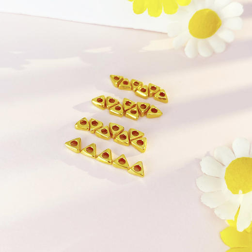 【限时7.5折】【定价黄金】足金 #超轻 3D硬金散珠空心碎碎金圈隔片手串配件几何三角Diy手串配件/25件【无成色字印】(AK3DSC00005)（预售产品下单后不退款不退货不换货不补差价 商品图1