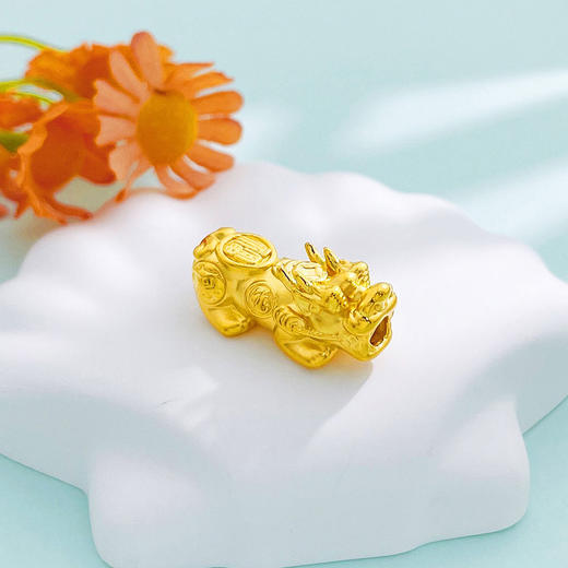 【限时7.5折】【定价黄金】足金 3D硬金空心五福临门福字铜钱图案貔貅手串配件（面宽约24*11.4mm））(AU3DSC00030)（预售产品下单后不退款不退货不换货不补差价） 商品图0