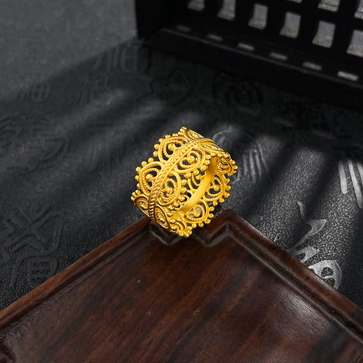 【限时克减150元】足金999 #皇冠 古法镂空固口戒指皇冠花丝戒指圈戒(YQGFJZ00051)预售产品下单后不退款不退货不换货不补差价 商品图2