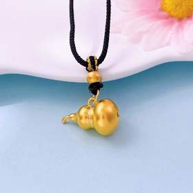 【限时7.5折】【定价黄金】足金 #微硬金 #复古风 #葫芦 无氰5D空心挂绳吊坠国潮传承福禄双至斜挂式招财葫芦吊坠（含珠子）(AA5DDZ00010)(预售产品下单后不退款不退货不换货不补差价