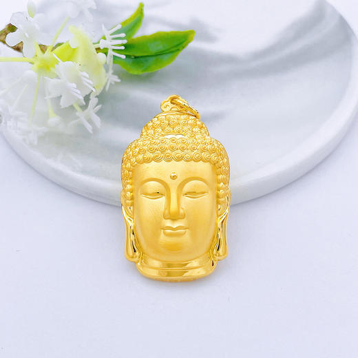 【限时克减128元】足金999.9 【精品】天赐鸿福空心佛头吊坠佛佑平安吊坠（不含链）(AUWZDZ00001-5)（预售产品下单后不退款不退货不换货不补差价） 商品图0