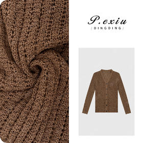 03-4潘依绣丁丁宠粉春夏镂空编织气质V领针织开衫 L2586