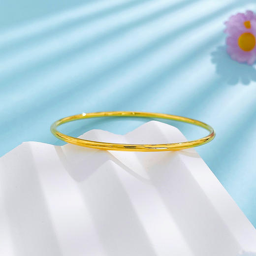 【限时克减150元】足金999.9 实心光面光圈素圈固口手镯(面宽约2.1-2.5mm)(SZ00330-02)（预售产品下单后不退款不退货不换货不补差价） 商品图0