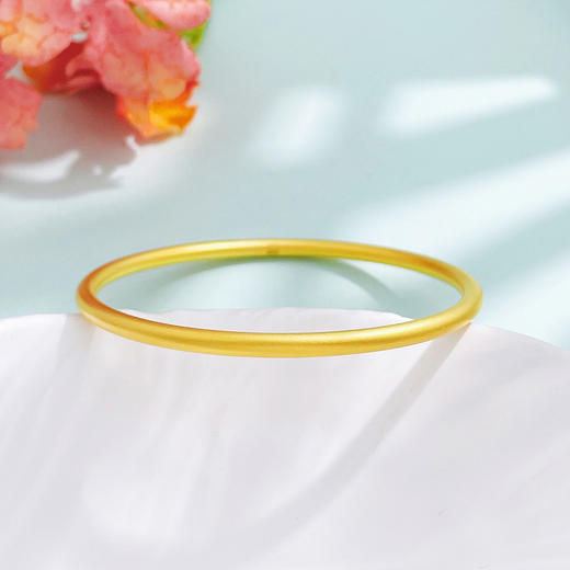 【限时克减150元】足金999 古法实心圆管固口手镯（面宽约2.9-3.3mm)(AUQGFSZ00022-2)（预售产品下单后不退款不退货不换货不补差价） 商品图1