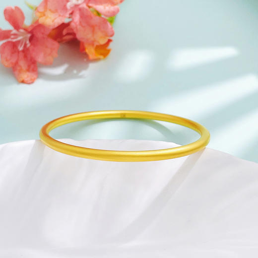 【限时克减150元】足金999 古法实心圆管固口手镯（面宽约3.3-3.7mm)(AUQGFSZ00022-1)（预售产品下单后不退款不退货不换货不补差价） 商品图1